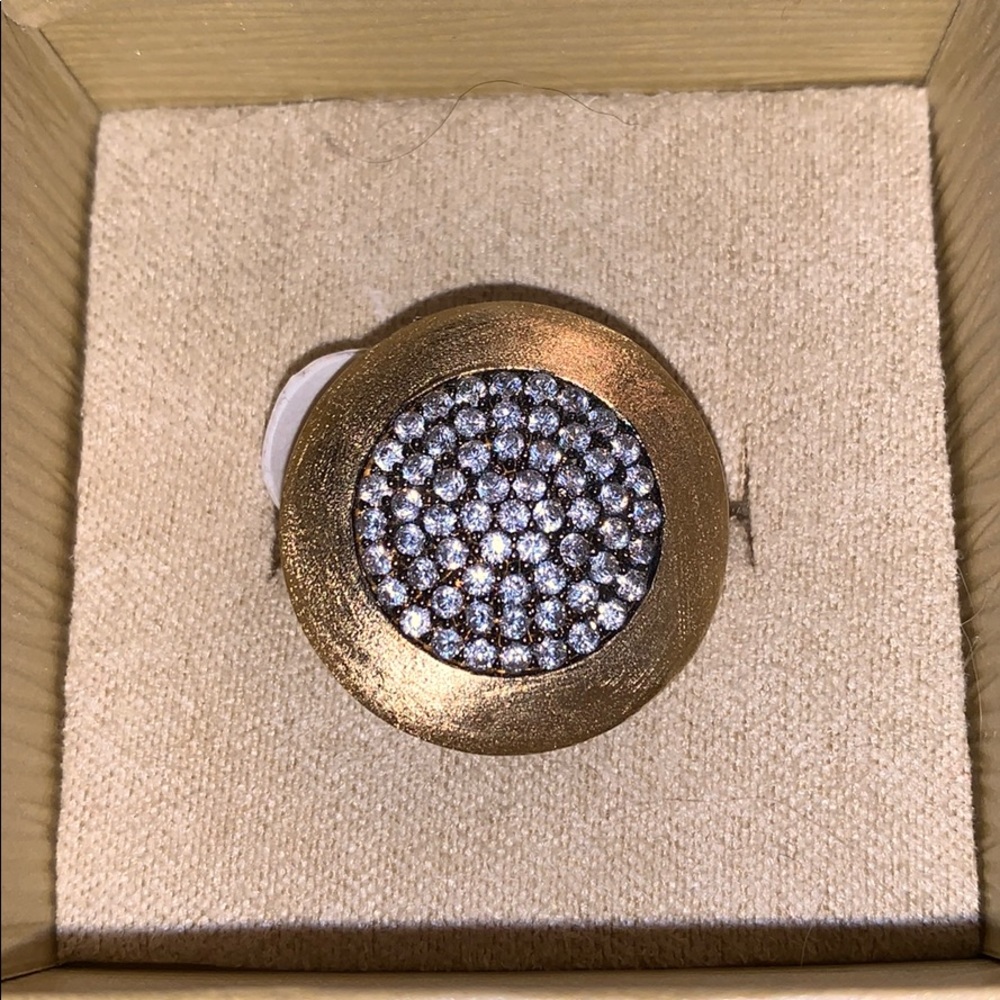 Sterling crystal and gold tone ring, 9